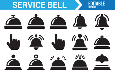 Fototapeta premium Hospitality Service Bell Icons for Hotel Restaurant and Guest Assistance Concepts