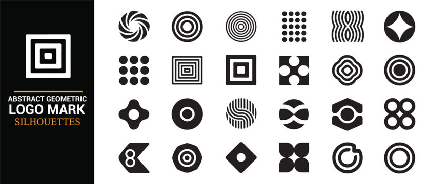 Creative Corporate Logo Icons Set Featuring Modern Circular and Grid Patterns