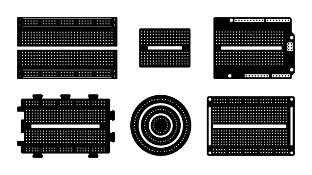 Electronic Breadboard Set, Circuit Prototyping Boards, DIY Electronics Components, Solderless Experimentation Modules, Technology Innovation Graphics