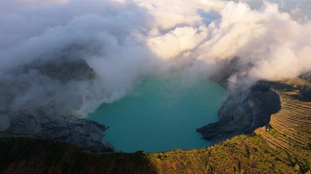 Cinematic Aerial Footage of Mount Ijen Volcano | Java Island Indonesia Adventure Destination