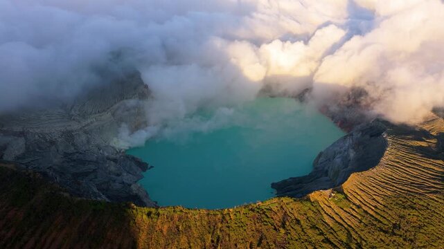 Mount Ijen Crater from Above &ndash; Stunning Drone Shot Java Island Indonesia