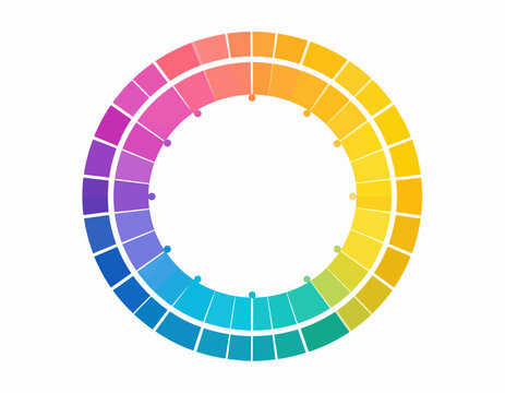 Vibrant color wheel diagram illustrating hues and tones.