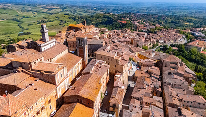 Naklejka premium Aerial view of Montepulciano,Tuscany, Italy
