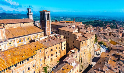 Naklejka premium Aerial view of Montepulciano,Tuscany, Italy
