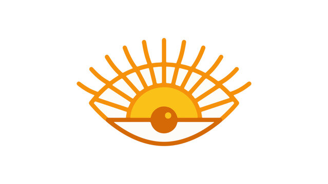 Stylized sunburst graphic features a golden center surrounded by dynamic orange and red rays on a plain backdrop.