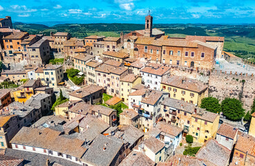 Naklejka premium Aerial view of Montepulciano,Tuscany, Italy