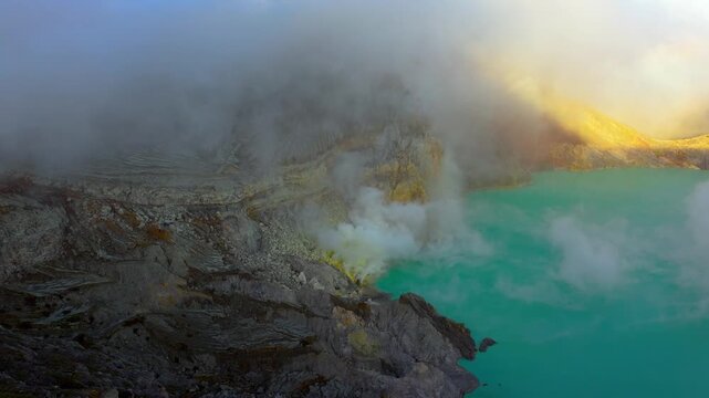 Aerial View of Mount Ijen and Volcanic Landscape | Java Island Indonesia