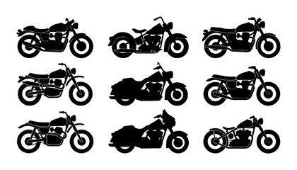 Motorcycle Silhouettes Collection: Classic & Modern Bike Icons for Transport & Lifestyle Designs © MdArif