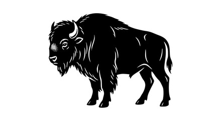 Obraz premium Black bison silhouette animal illustration