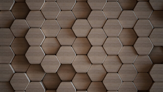 Background, a pattern of wooden hexagons