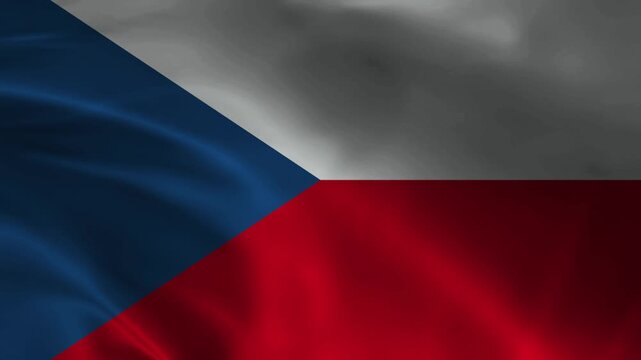 Czechia flag animation with realistic fabric texture and dramatic lighting