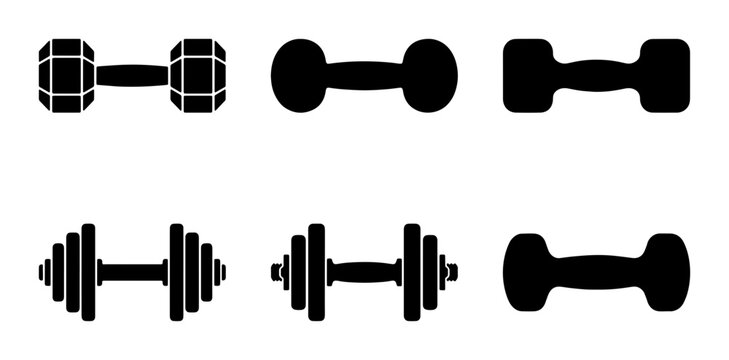 Dumbbell Set Vector Icons: Fitness Equipment Collection for Gym and Workout Graphics