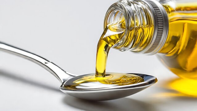 Golden liquid being poured into a silver bowl.