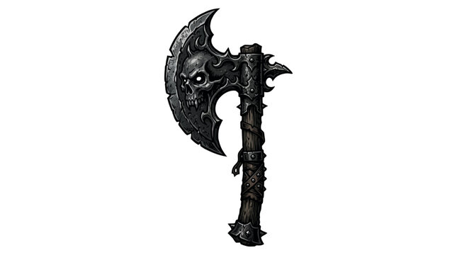 Gothic fantasy skull axe vector illustration with medieval design