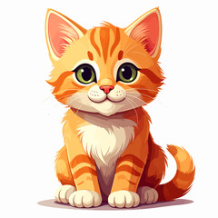 Obraz premium Cute orange tabby kitten illustration sitting vector art isolated