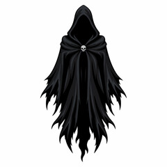 Naklejka premium Grim Reaper Hooded Cloak Vector Illustration Isolated on White