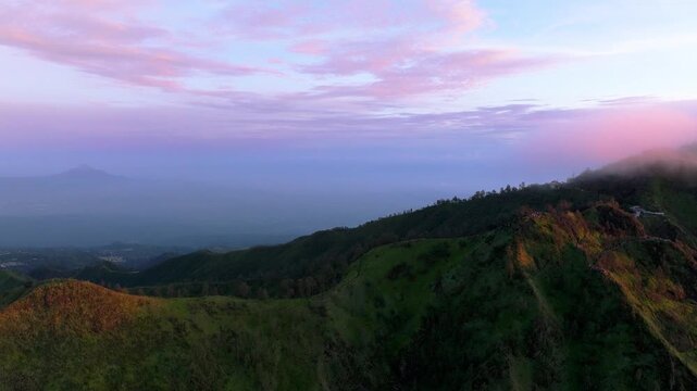 Sunrise Over Volcanic Landscape from King kong Hills | Java Island Indonesia Drone Footage