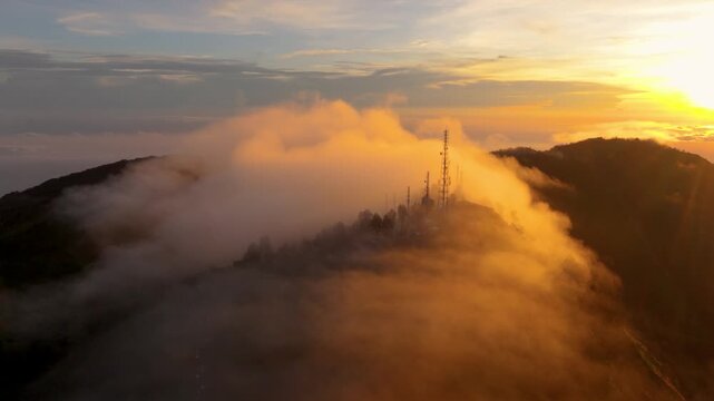 King kong Hills Golden Hour View &ndash; Scenic Drone Shot Java Island Indonesia