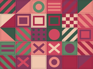 Obraz premium Quilt Block Pattern Folk Handmade Background