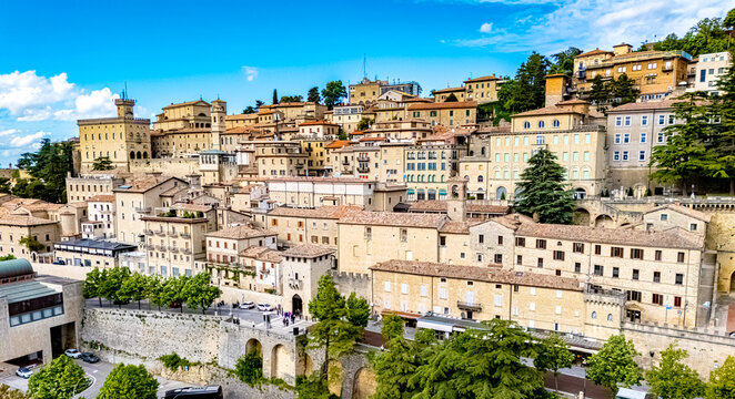 View of San Marino, a microstate on the Italian Peninsula