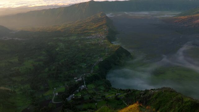Cinematic Sunrise Landscape from King kong Hills &ndash; Mount Bromo Java Island Indonesia