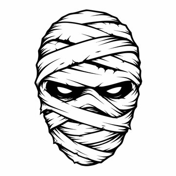 Mummy Head Vector Illustration for Halloween and Horror Design Themes