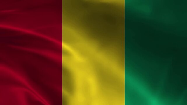 Guinea flag animation with realistic fabric texture and dramatic lighting
