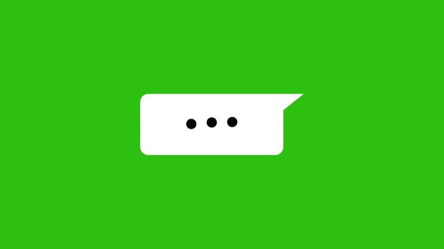 White Chat Bubble with Typing Ellipsis on Green Screen