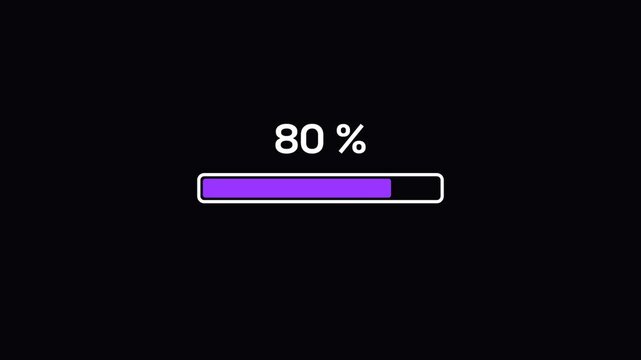 Digital Purple Loading Progress Bar Animation 0-100 Percent