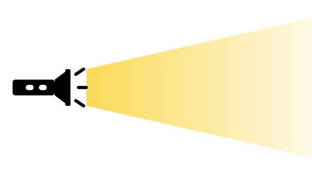 Minimalist Flashlight Icon with Yellow Light Beam