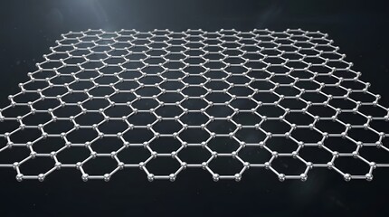 Obraz premium A detailed metallic graphene atomic structure featuring interconnected spheres and silver bonds on transparent background