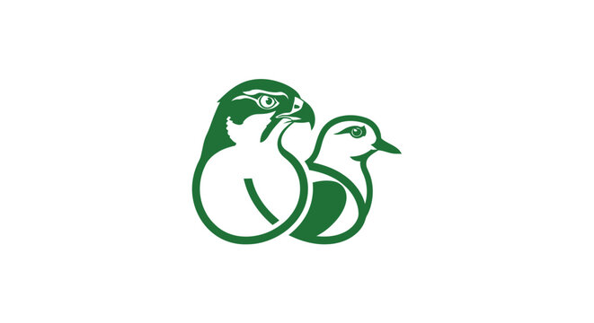 Mother and baby bird silhouette logo design.