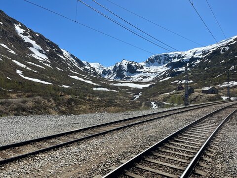 Myrdal Station (Fl&aring;m Railway) in Norway 