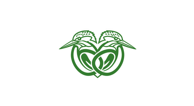 Elegant Green Leaf and Flower Emblem Design.