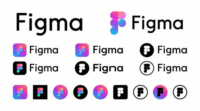 Figma Logo Icon Set and Brand Wordmark Branding Kit. Figma UI UX Design Software Application Logos in Gradient, Black and White, Square and Circle Styles. Vector Logo Toolkit for Digital Designers.