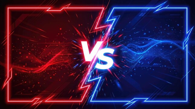 Versus battle background with neon effects and digital circuitry