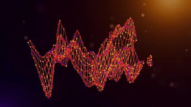 Animated China map reveal built from neural network connections and colorful data nodes with connected intelligence text over a glowing purple and orange bokeh technology background.