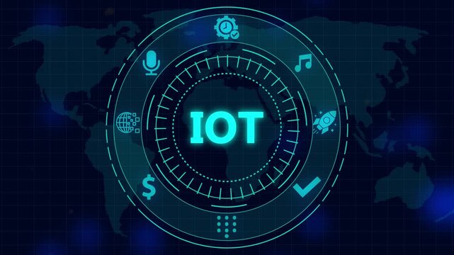 Io t digital interface with global network connectivity hud animation