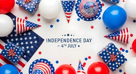 Obraz premium Independence day 4th of july celebration with patriotic decorations and american flag symbols