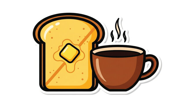 Butter on bread with coffee cup.