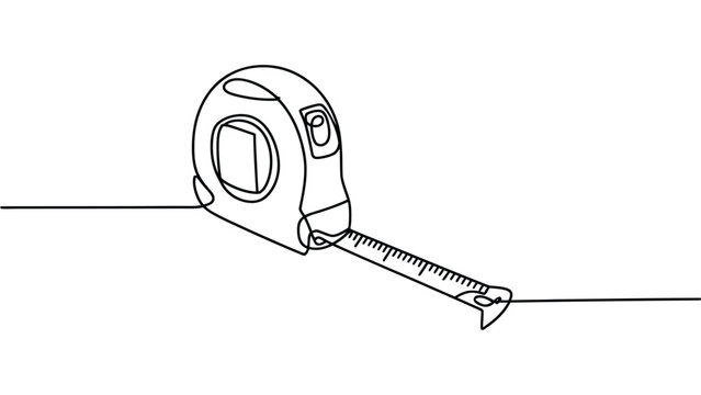 continuous one line drawing of measuring tape tool minimalist construction and engineering illustration measurement equipment concept isolated vector design 