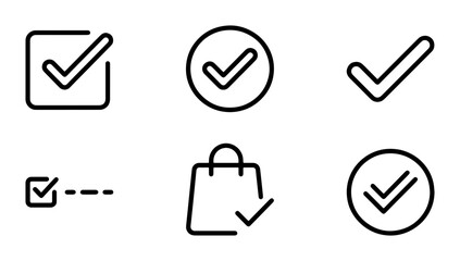 Checkmark Icons Set, Tick Mark Symbols Collection, Approval Signs, Task Completion Graphics, Vector Elements © Masud