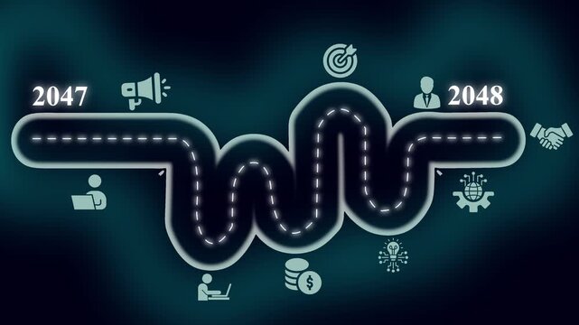 Business roadmap timeline 2047 to 2048: strategic planning and growth infographic