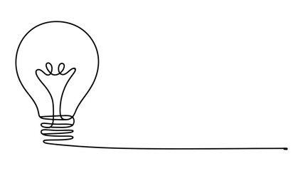 continuous one line drawing of light bulb minimalist creativity and innovation concept illustration symbol of idea inspiration isolated vector design  © VectorCraze