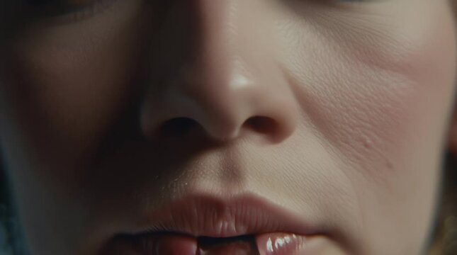 Close up of Woman Blowing Metal Whistle