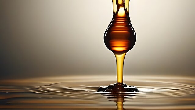 Golden Honey Pouring Into A Liquid Pool