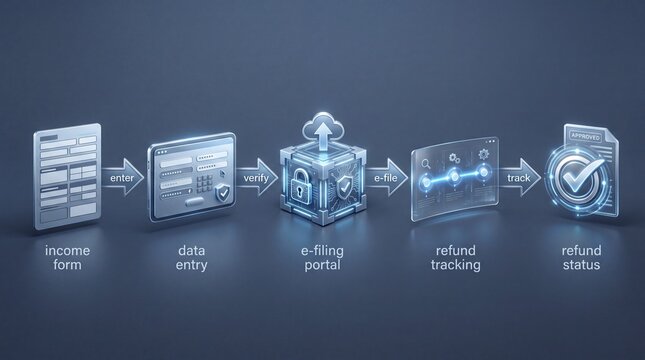 E filing tax return process with digital income form data entry e filing portal refund tracking