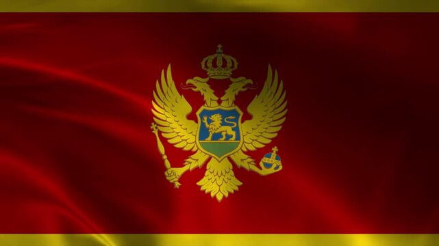 Montenegro flag animation with realistic fabric texture and dramatic lighting