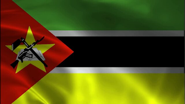  Mozambique flag animation with realistic fabric texture and dramatic lighting