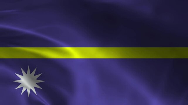 Nauru flag animation with realistic fabric texture and dramatic lighting